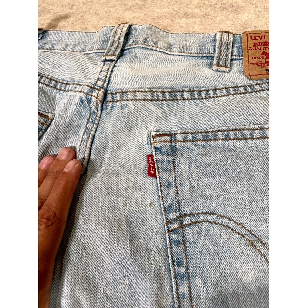 Levis 501 Original Fit Jeans Mens 38x34 Blue Denim Cotton High Rise Light Wash - Picture 7 of 16